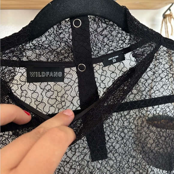 Wildfang Sheer Black Lace Blouse - Picture 4 of 6